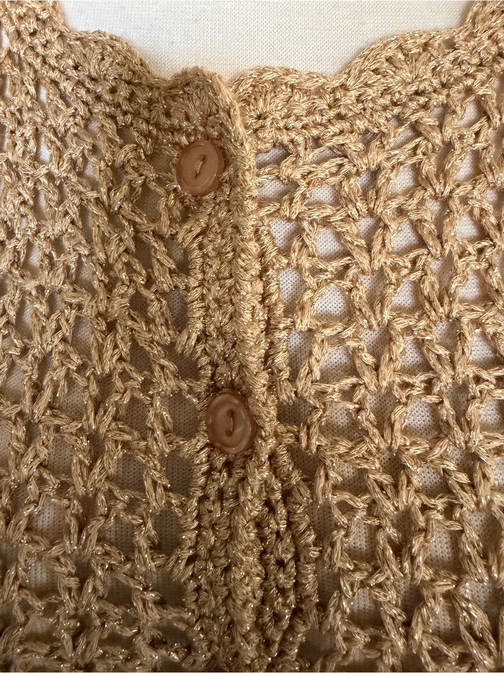 Melissa Odabash Gold Crochet Knit Dress with Teal Label - Picture 8 of 12